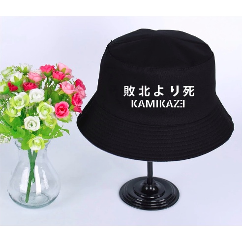 Bucket Hat Bordir Kamikaze Kualitas Premium Unisex Kualitas Premium