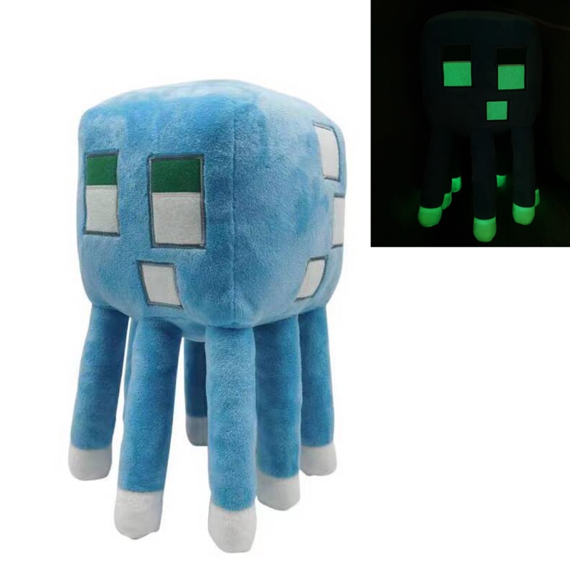 New 30cm/11.8in Minecraft Luminous Octopus Plush Toy Soft Stuffed Doll Animals Kids Gifts