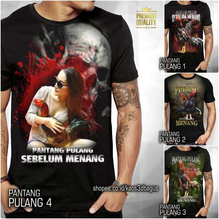 Baju Kaos AYAM JAGO BANGKOK Pantang Pulang Sebelum Menang Kaos AYAM LAGA Petarung Indonesia Papaji