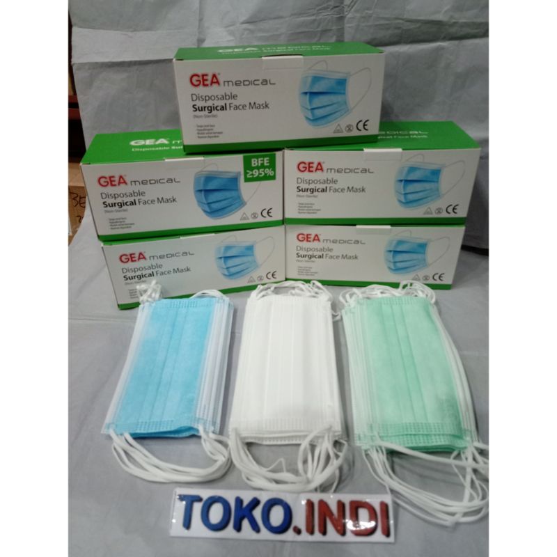 Masker Gea Medical 50 Pcs / Gea Medical Disposable Surgical Face Mask / Masker Medis Gea