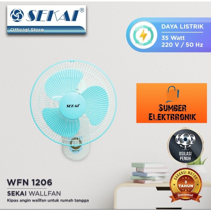 SEKAI KIPAS ANGIN DINDING 12inch WFN-1206/ WALL FAN SEKA 12&quot;I WFN1206