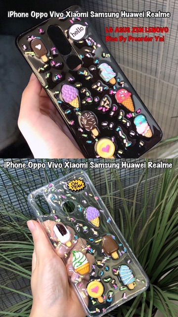 Ice Cream 3D Case Oppo Reno 7 4G 5G 6 5 4 3 2 2f 5f A95 A53 A33 A9 A5 2020 A71 A83