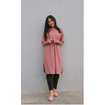 CHISEL atasan tunik rajut kancing depan baju kaos cewek wanita dewasa lengan panjang nyaman digunaka
