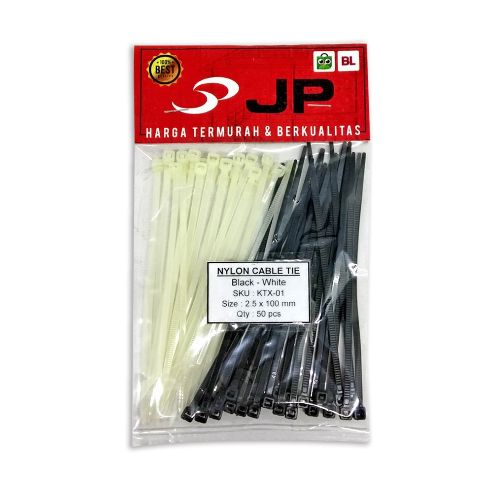 KABEL TIES 2.5 x 100 MM MIX HITAM PUTIH - 50 PCS KTX-01