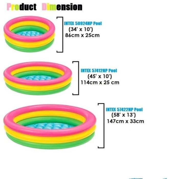 Intex Sunset Glow Baby Pool / Kolam Tiup Pelangi 57422