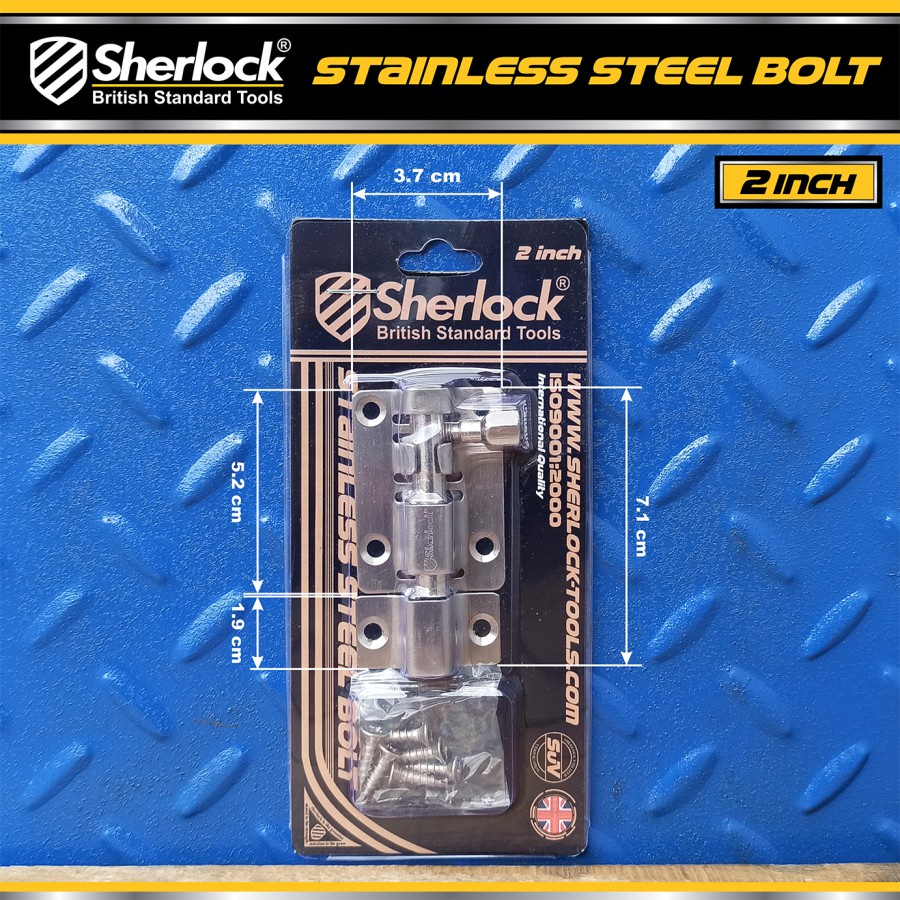 GRENDLE PINTU STAINLESS 2 INCH SHERLOCK - SLOT KUNCI PINTU - JENDELA