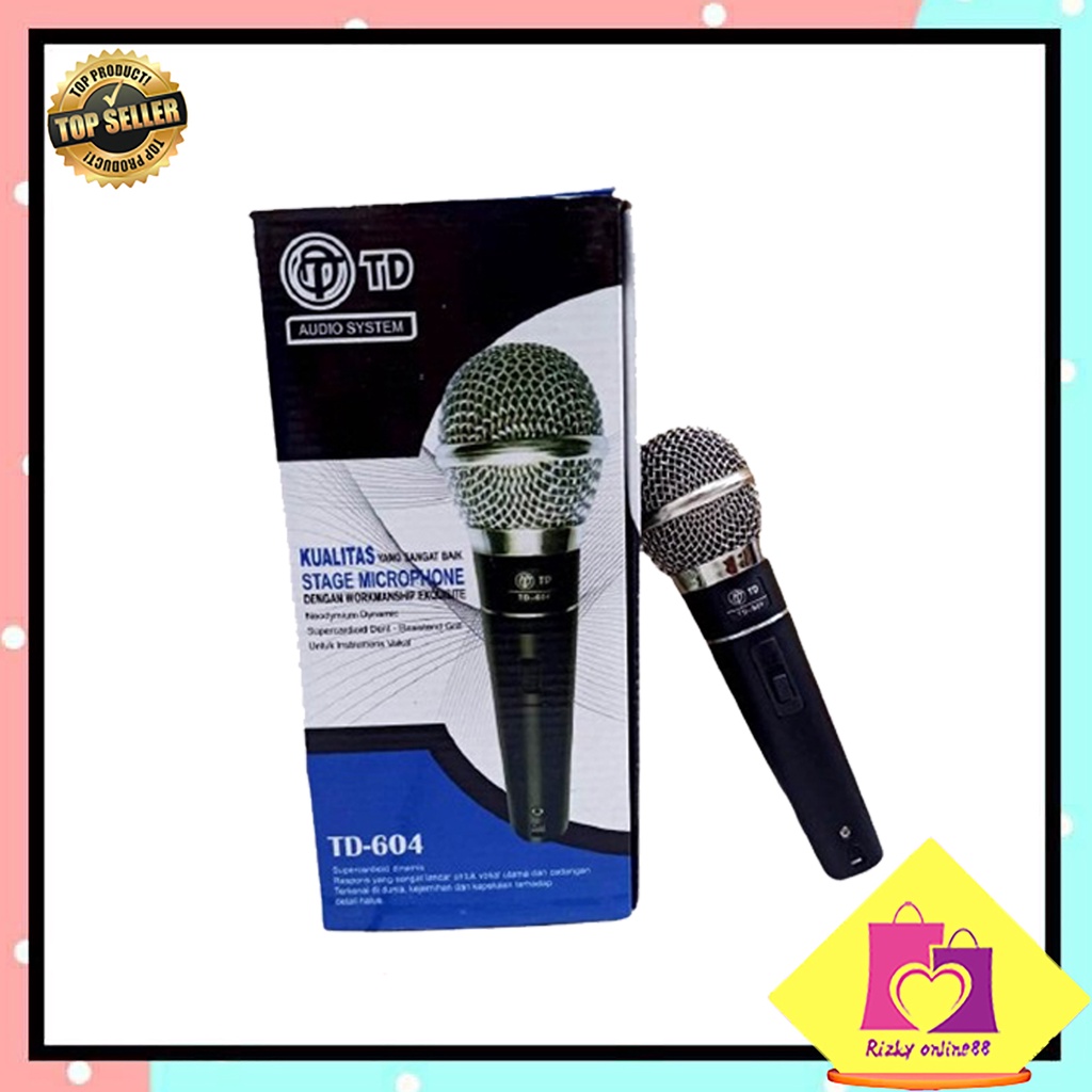 Rizkyonline88 mic karaoke kabel microphone twin dog TD-604