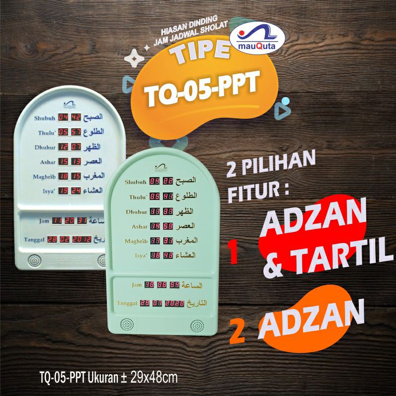 Mauquta Tauqoly TQ-05-PP Jam Digital Jadwal Sholat Adzan Auto Tartil