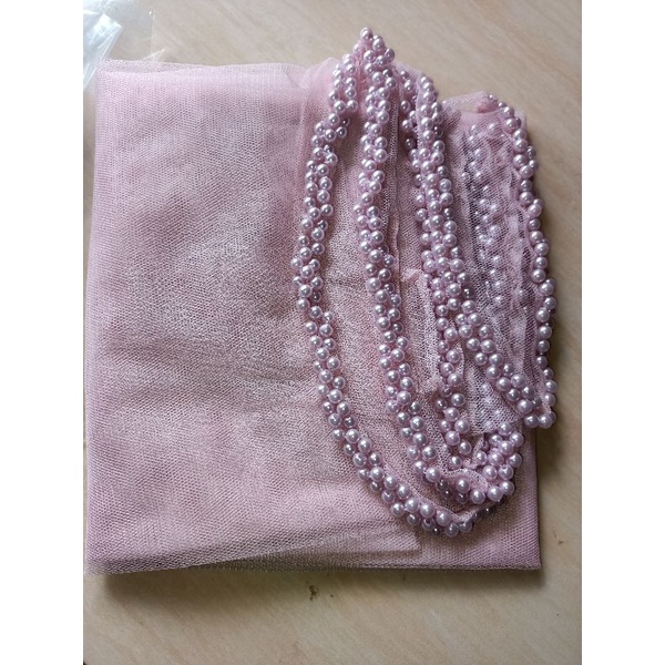 slayer pengantin / hijab pengantin / veil pengantin / selendang pengantin-Rose gold