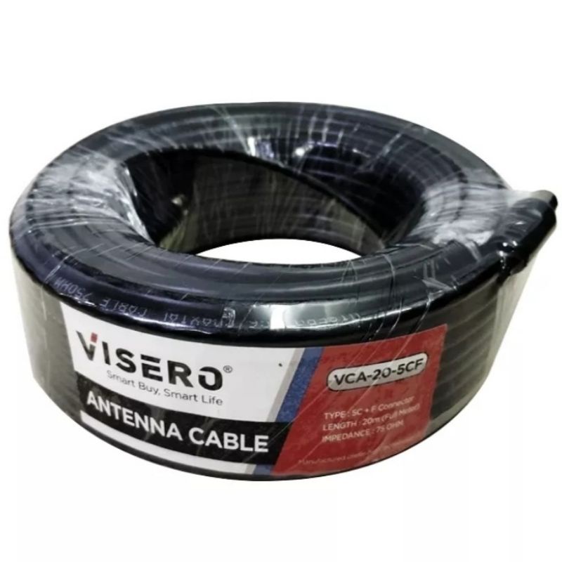Kabel Antena TV 20 Meter Lengkap /Antena Coaxial Cable TV