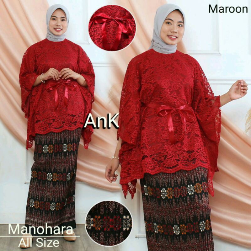 Termurah Setelan Kebaya Brukat Kalong Manohara  Mix Rok Plisket