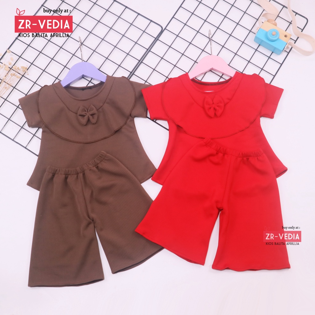 Set Kylie Anak POLOS uk 1-4 Tahun / 1 set Atasan Bawahan Kulot Anak Perempuan Baju Import