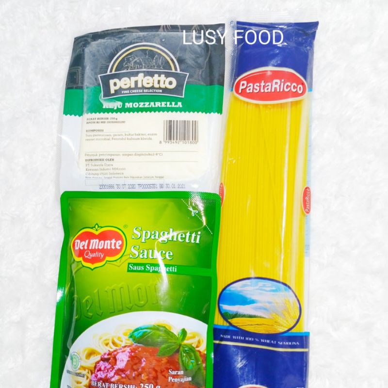 

Paket Spaghetti la fonte + saus delmonte + keju mozarella