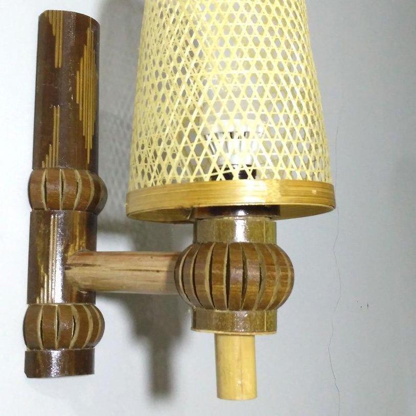 Flash Sale✅ | Hiasan tempel lampu dari bambu/ hiasan dinding tempel lampu bambu unik/kap bambu-[LR31