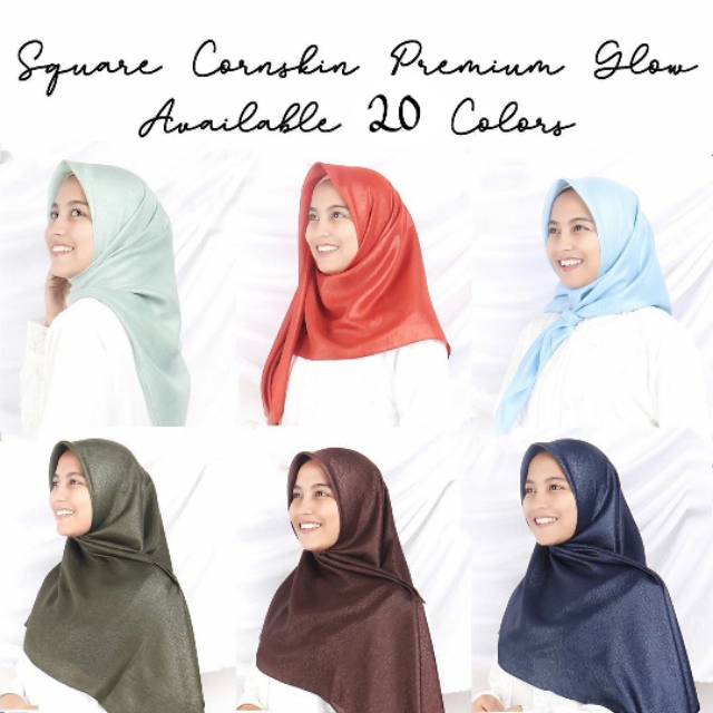 [BISA COD] TERMURAH SEGIEMPAT GLOWING / JILBAB HIJAB SQUARE CORNSKIN PREMIUM GLOW