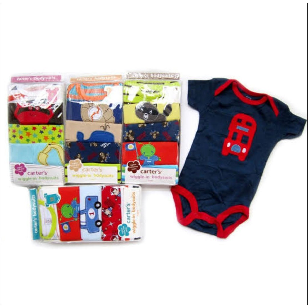 1pcs- Jumper Car't Bayi Cewe Cowo 5in1 - Bodysuit Lengan Pendek Boy Girl - Bluefly Love Best Seller