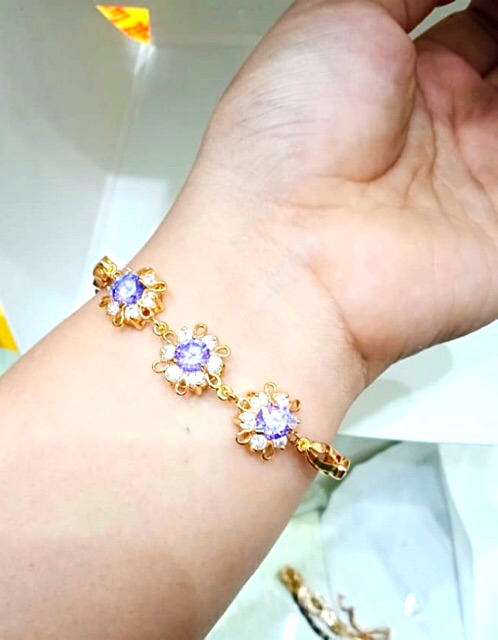 Gelang tangan wanita lapis emas kombinasi permata gelang permata