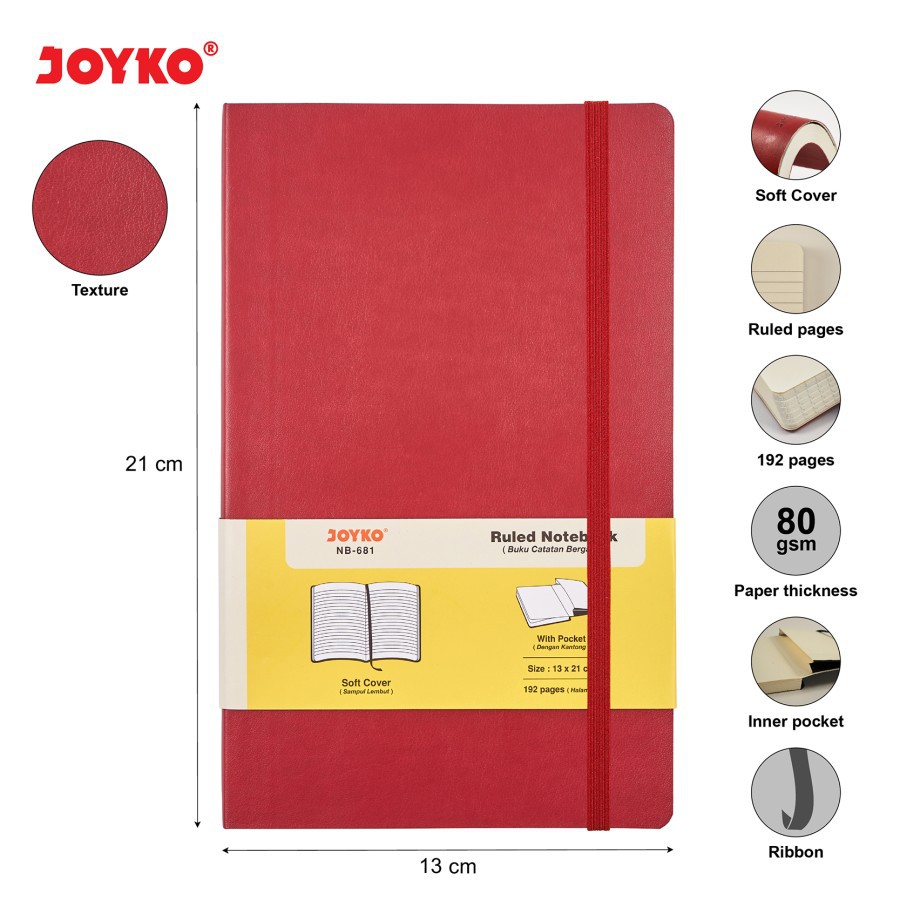 Ruled Notebook Diary Agenda Buku Catatan Bergaris Joyko NB-681 192 hal