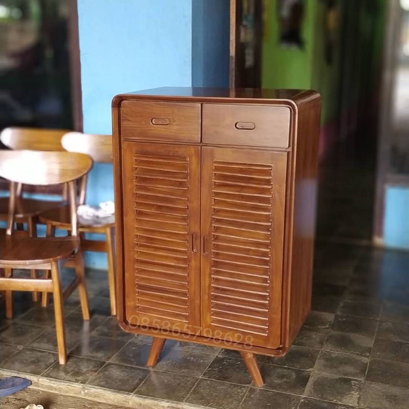 Rak Sepatu Minimalis Full Kayu Jati | lemari sepatu Minimalis | lemari minimalis jati Rak sepatu min