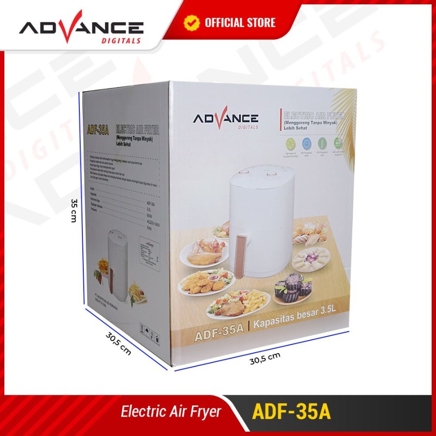 Advance Air Fryer Low Watt  Alat Goreng Tanpa Minyak 3.5 Liter ADF-35A