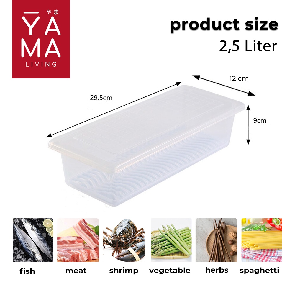 YAMA SARADA Kontainer Kulkas Makanan dengan Saringan Food Storage Box With Strainer Drainer