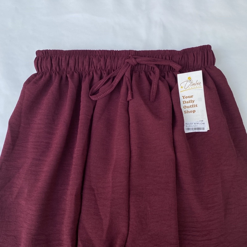 VIOLET HIGHWAIST LOOSE PANTS KULOT CRINCLE AIRFLOW-Maroon
