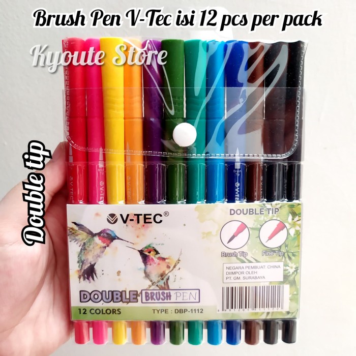 

Cantik V-Tec Brush Pen Dual Tip Set 12 Lettering Kaligrafi Murah Trendi