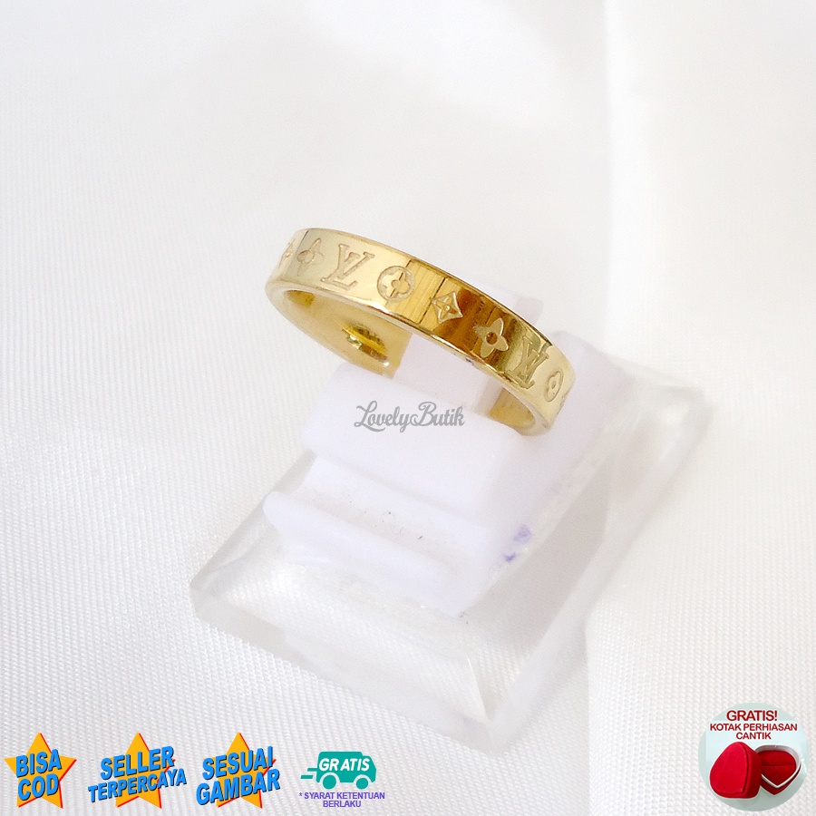 Lovelybutik Cincin Titanium Wanita  Anti Karat Anti Luntur 3vi Cincin Cewek Titanium Bonus Kotak Perhiasan