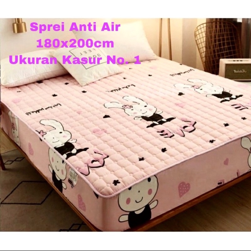 SPREI WATERPROOF UKURAN 180X200X25cm / SPREI ANTI AIR-PINK BABY