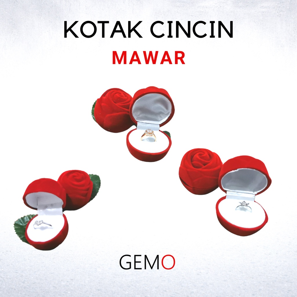 Kotak Cincin Bentuk Mawar / Ring Box Unik Lucu Tersedia Pilihan Tiga Warna Tempat Perhiasan Jewelry Lucu Unik Murah untuk  Seserahan / Akad Pernikahan / Hantaran Tunangan Nikah Kawin cocok untuk Aksesoris Emas Berlian / Perak Permata Akik yang Berharga