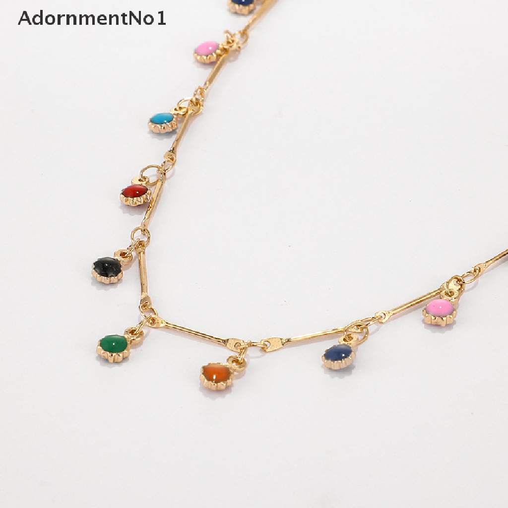 (AdornmentNo1) Kalung Choker Rantai Banyak Warna Aksen Rumbai Gaya Boho Untuk Wanita