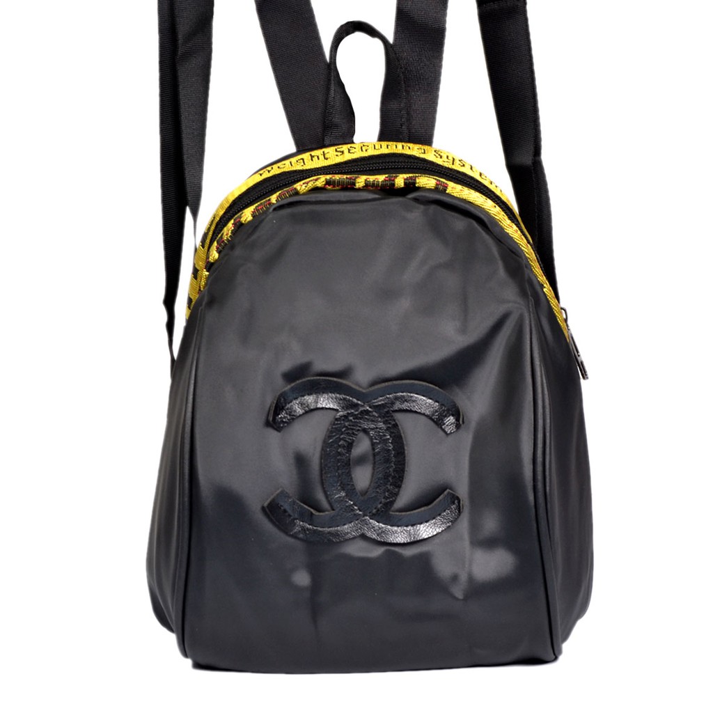 Tas ransel BACKPACK hitam chanel model keong bahan parasut Tas ransel BACKPACK hitam chanel model keong bahan parasut