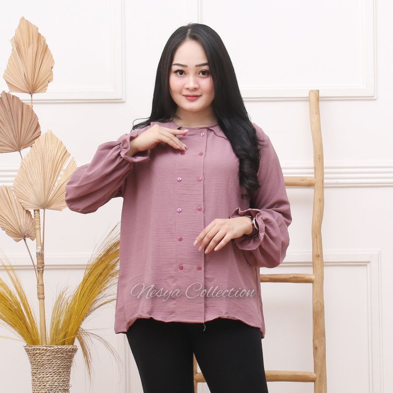 TIARA SHIRT CRINKLE / KEMEJA BLOUSE BASIK /ATASAN WANITA FORMAL