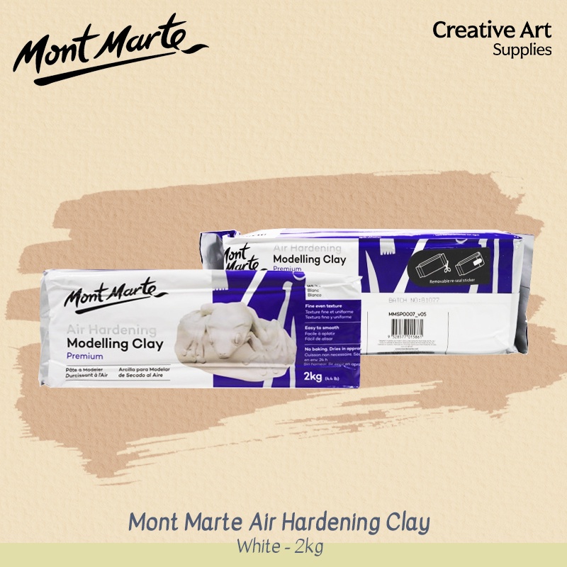 Tanah liat Putih Air Dry Mont Marte Modelling Clay - White 2kg untuk kerajinan prakarya tanpa oven