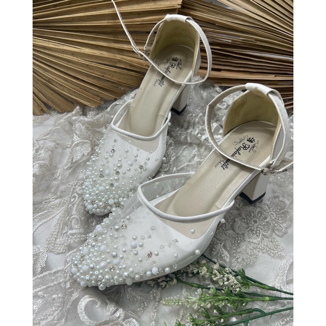 sepatu wanita wedding putih zee tali 7cm tahu