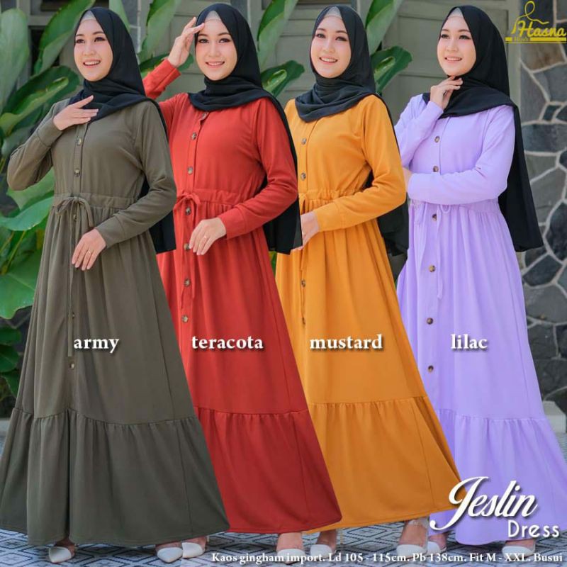 Jeslin Dress By:Hasna/Gamis/Gamis Murah/Dress/Dress Muslim/Fashion Muslim Wanita