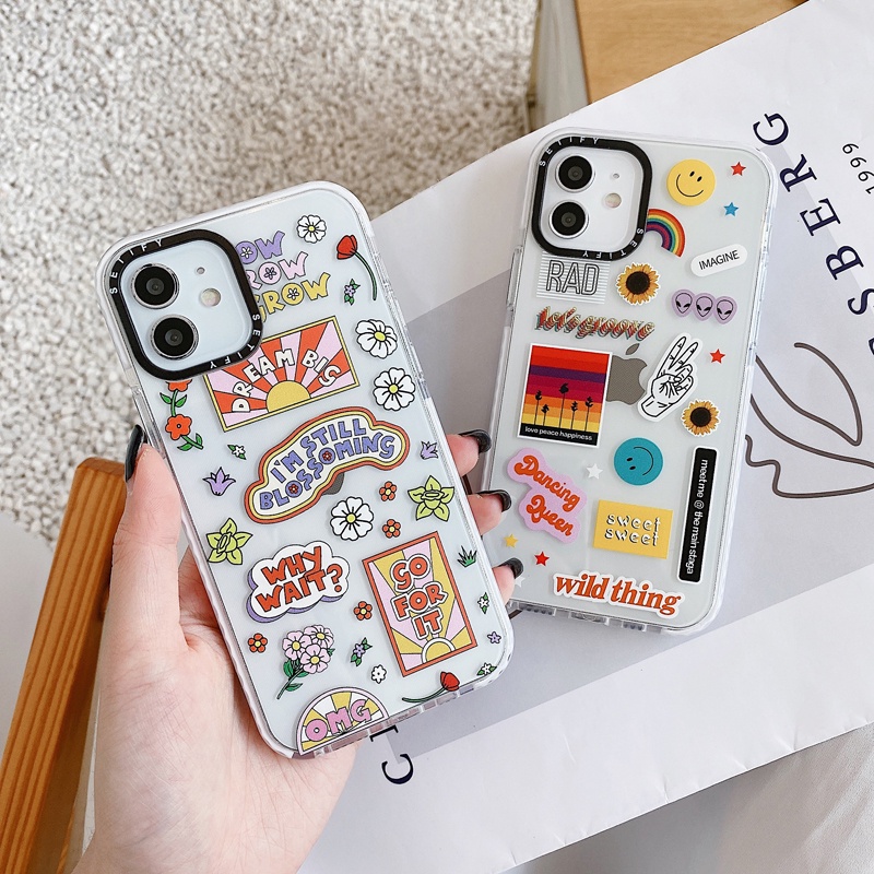 Soft Case Desain Stiker Untuk iPhone 11 / 12 / 13 Pro Max 7 / 8 Plus / X / XR / Xs Max