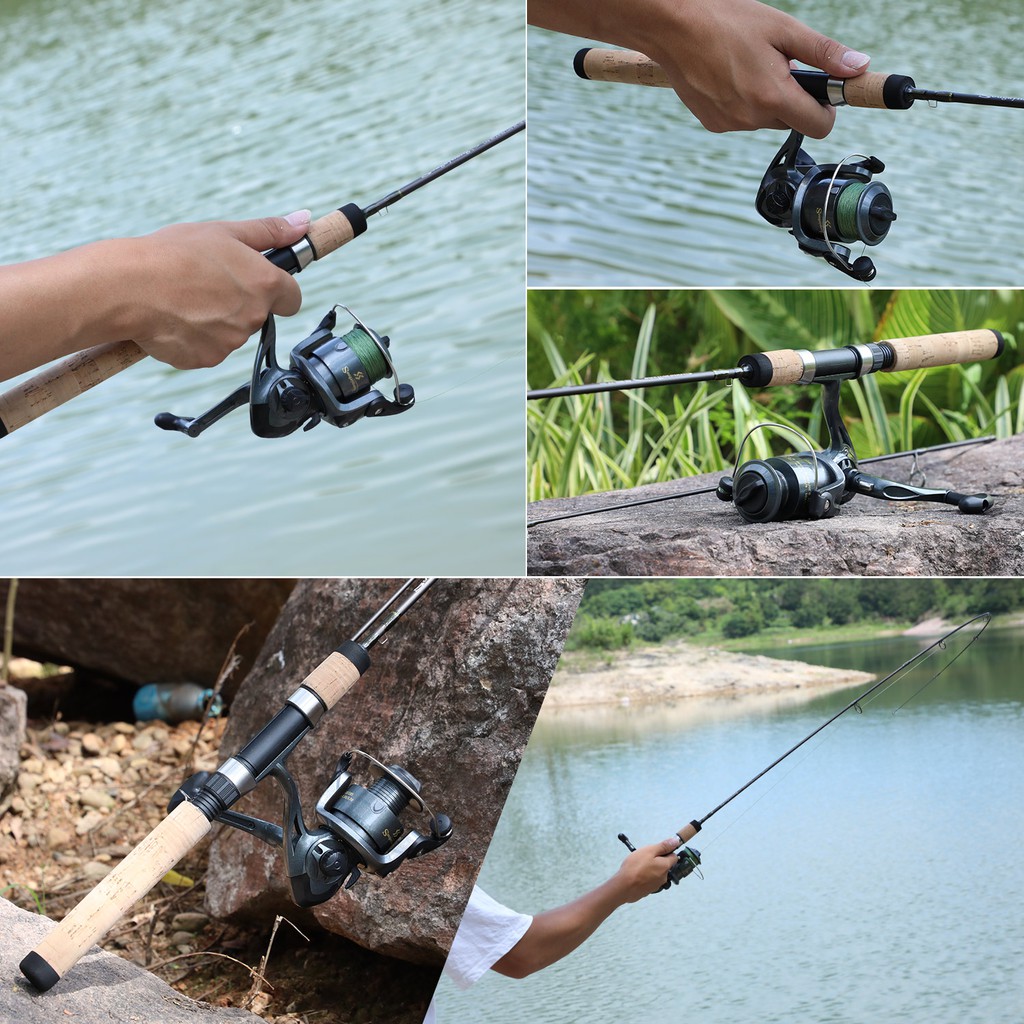 Pancing Set 1.8m joran pancing UL/L/ML Spinning Fishing Rod 2 Sections Fishing Reel 1000-4000 Series 5.2:1 High Speed Max Drag 10kg