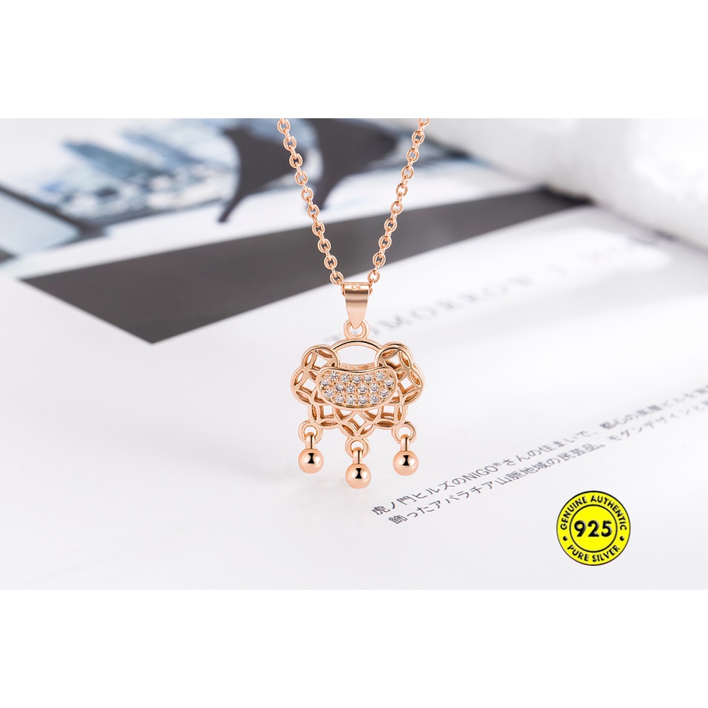 Kalung Rantai Klavikula Bahan S925 Silver Gaya China Untuk Wanita