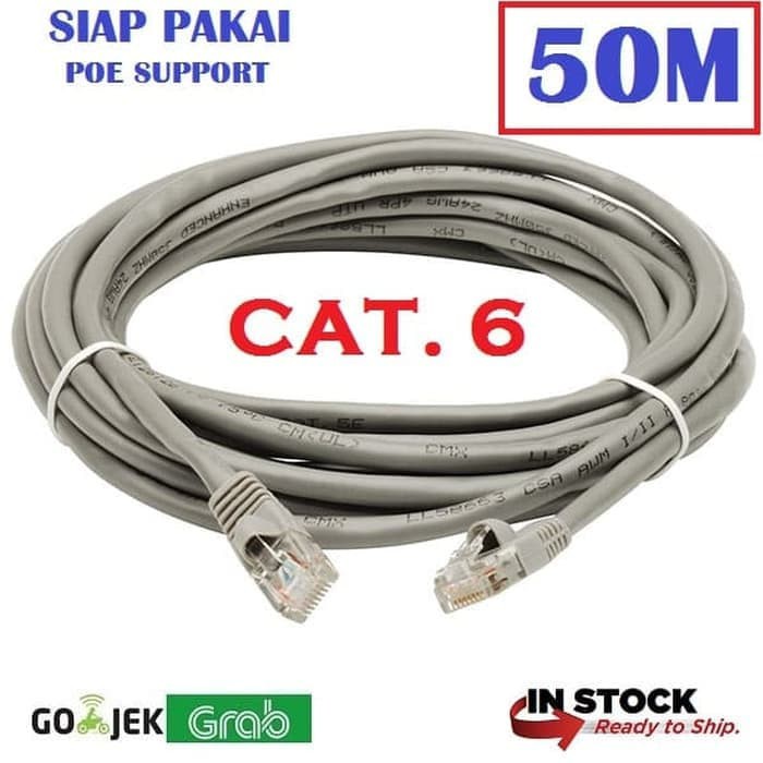 Kabel UTP LAN Cat 6 50 Meter siap pakai up to 1Gbps 50m