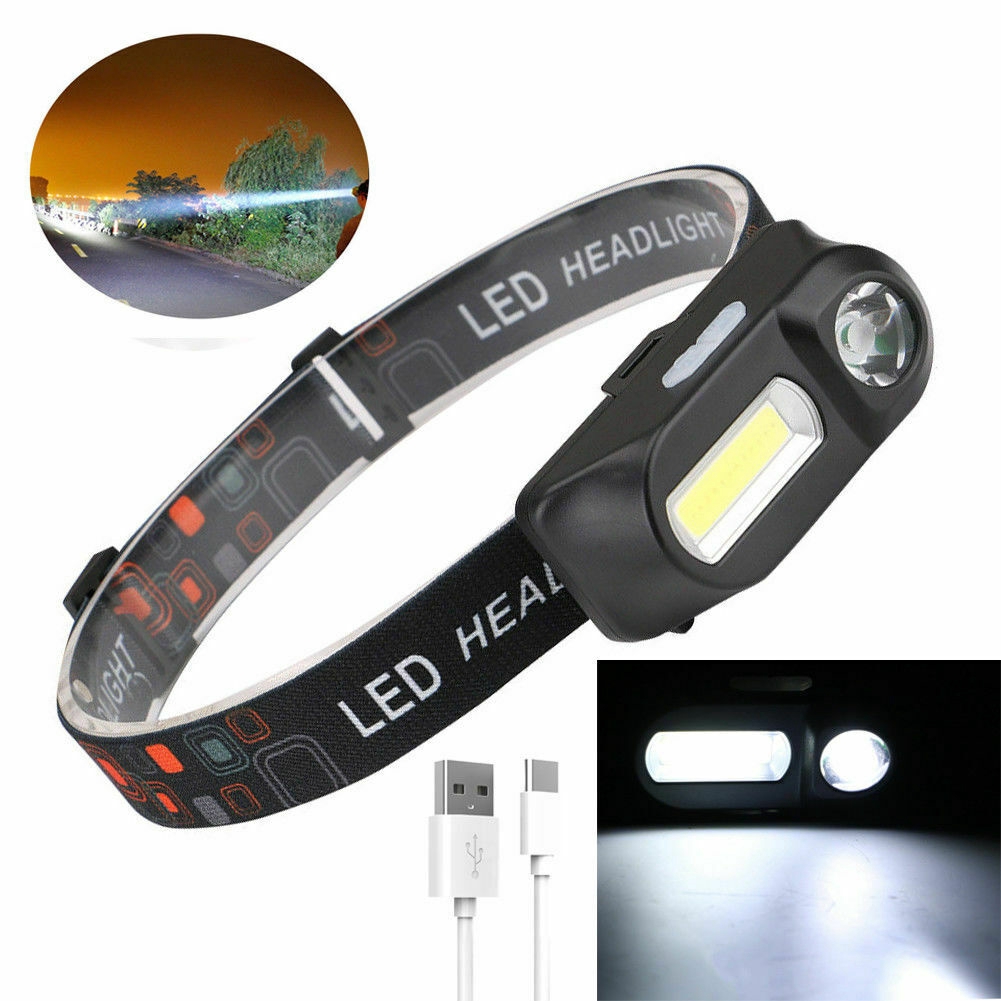 6 Modes USB Rechargeable COB Portable Torch for Outdoor Camping Hiking Night Fishing Lighting Rechargeable Headwear Headlamp XPE + COB LED Headlight