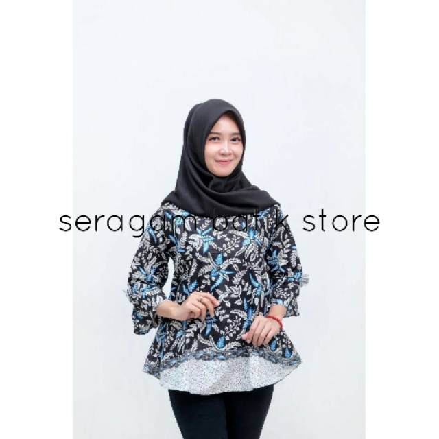Blus batik loceng blarak biru
