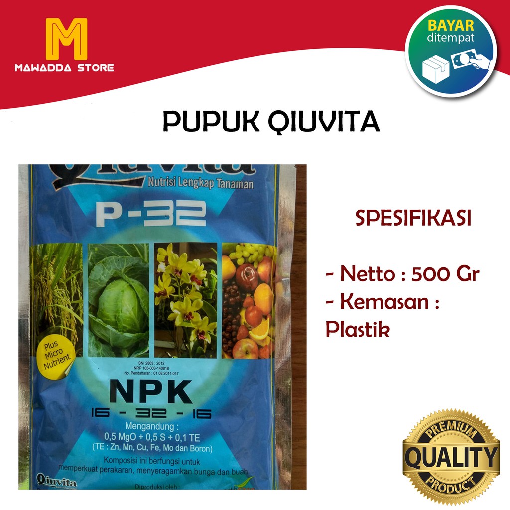 Pupuk Dan Nutrisi Qiuvita P-32 terlengkap untuk tanaman- 500 Gram