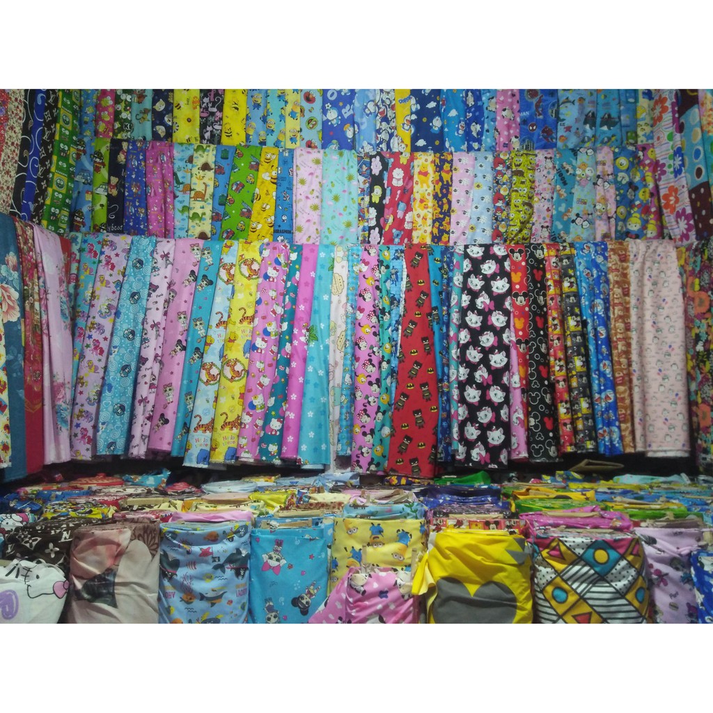  Bahan  Kain  Katun  Polymicrotex Meteran Motif Karakter 