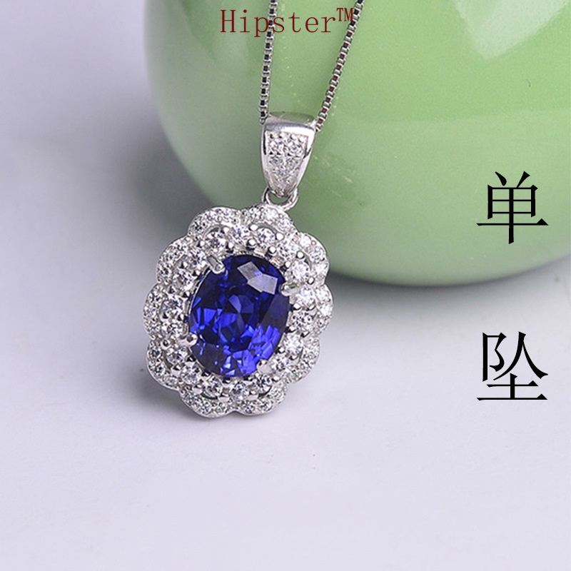 Hot Sale New Best-Selling Fashion Natural Sapphire Full Diamond Jewelry Two-Piece Set