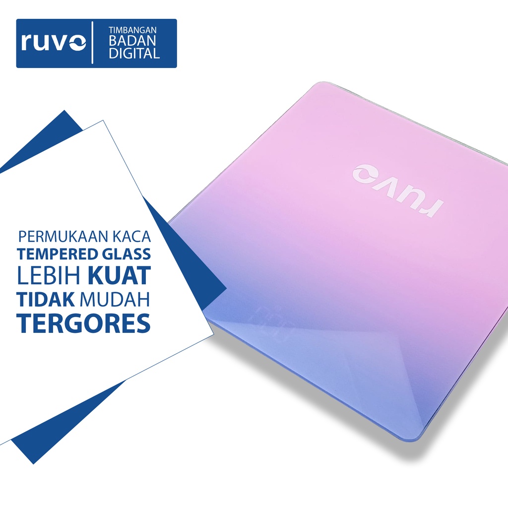 (BERGARANSI) RUVO TIMBANGAN BADAN Tipe Monaco / Timbangan Badan Kaca Digital Body Scale Timbangan Elektronik With USB Charging Anti Pecah With LCD Rechargeable Timbangan Kaca Tempered Glass Timbangan Badan Digital With USB Charging Anti Pecah With LCD