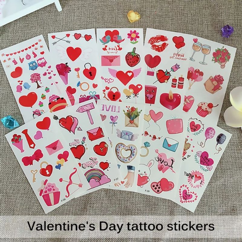 10 Pcs Temporary Tattoo Valentine Day / 10Pcs Temporer Tato Kasih Sayang Tatto Love