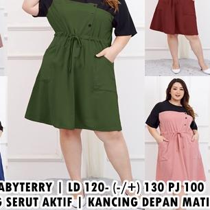 ♪ Dress wanita ukuran Jumbo Two tone / Dress Jumbo XXXL LD 120 cm / Dress Wanita kekinian ♘