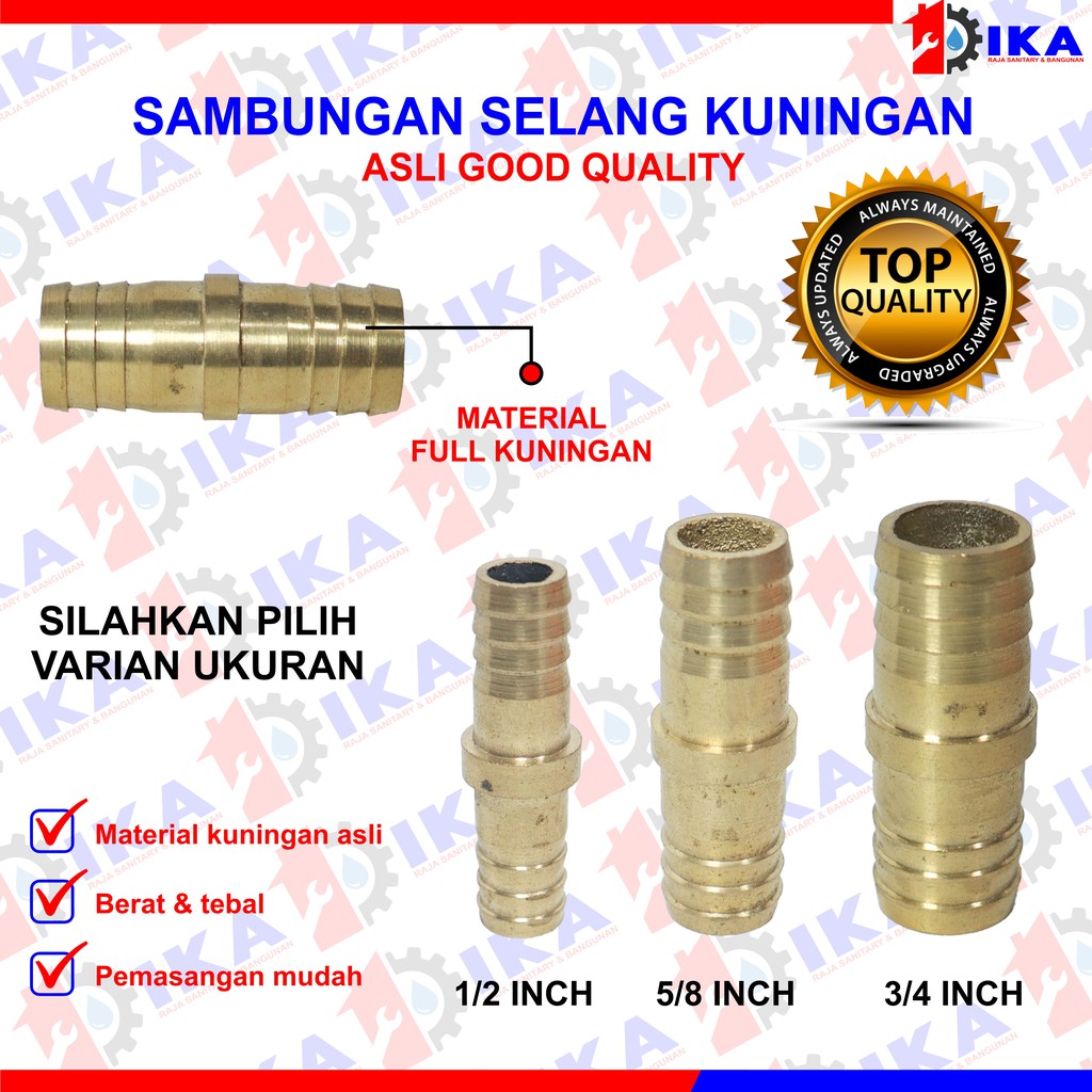 Sambungan Selang Kuningan Asli . Fitting nepel kuningan size 1/2” 3/4&quot; 5/8&quot; Besi Penyambung selang