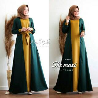 SHE MAXI GAMIS TOYOBO FODU KOMBINASI  WARNA  ALLSIZE DAN 